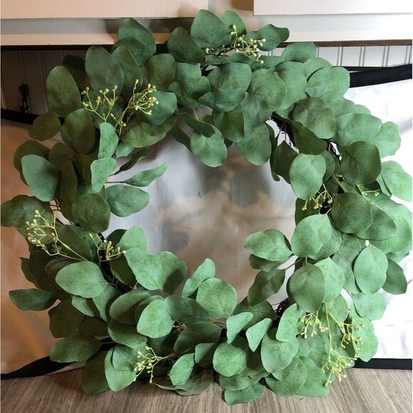 Hearth & Hand with Magnolia 24" Faux Seeded Eucalyptus Artificial Wreath Display - Picture 7 of 9